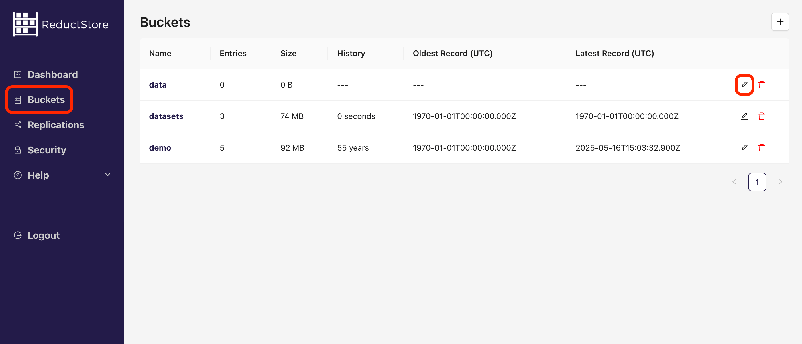 Browse buckets with Web Console