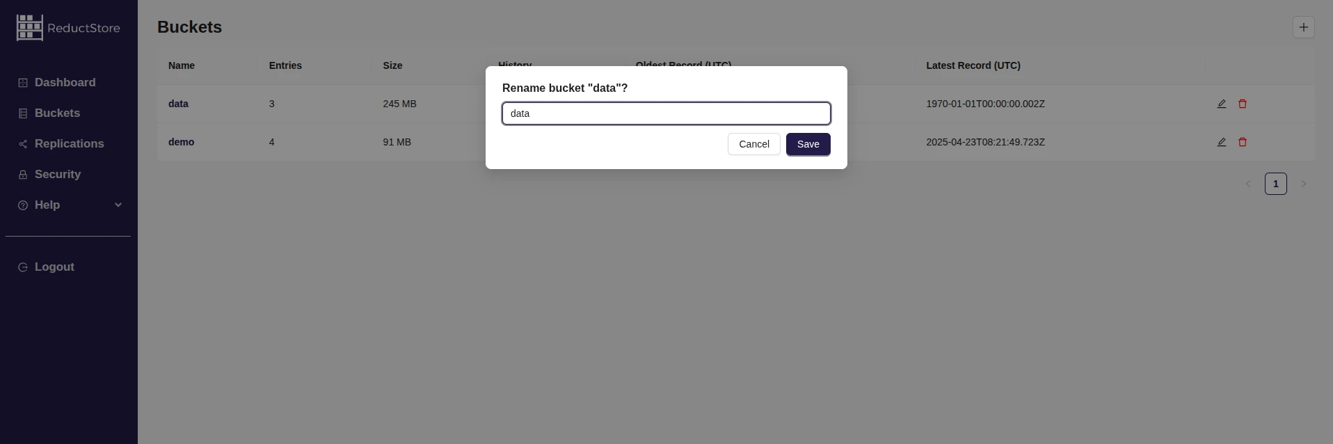 Remove a bucket with Web Console