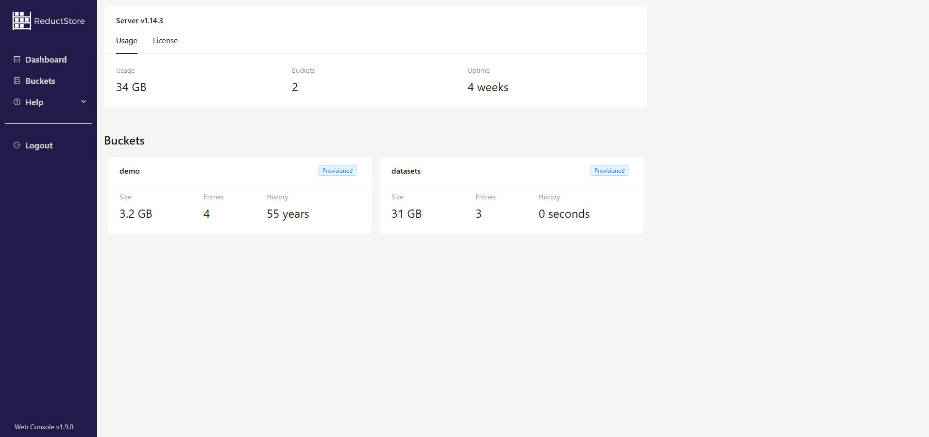 ReductStore Dashboard